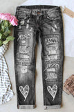 Women's Ombre Patch Jeans Ripped Destroyed Denim Pants