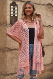 LC2541328-10, Pink Loose Knitwear Kimono with Slits