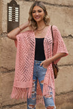 LC2541328-10, Pink Loose Knitwear Kimono with Slits