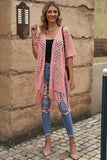 LC2541328-10, Pink Loose Knitwear Kimono with Slits