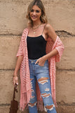 LC2541328-10, Pink Loose Knitwear Kimono with Slits