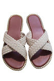 Women's Cross Straps Braided Details Slippers