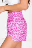 LC731248-10-S, LC731248-10-M, LC731248-10-L, LC731248-10-XL, Pink Leopard High Waisted Athletic Shorts