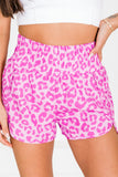 LC731248-10-S, LC731248-10-M, LC731248-10-L, LC731248-10-XL, Pink Leopard High Waisted Athletic Shorts