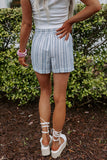 LC731251-4-S, LC731251-4-M, LC731251-4-L, LC731251-4-XL, Sky Blue Vertical Stripes Print Shorts with Pockets