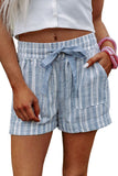 LC731251-4-S, LC731251-4-M, LC731251-4-L, LC731251-4-XL, Sky Blue Vertical Stripes Print Shorts with Pockets