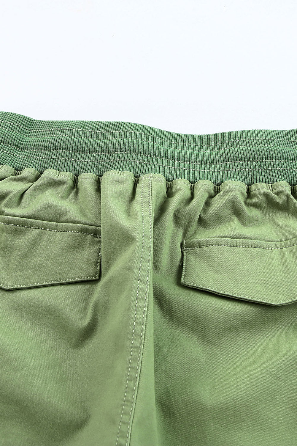 LC731204-9-S, LC731204-9-M, LC731204-9-L, LC731204-9-XL, LC731204-9-2XL, Green Cotton-Blend Casual Drawstring Shorts