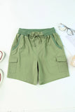 LC731204-9-S, LC731204-9-M, LC731204-9-L, LC731204-9-XL, LC731204-9-2XL, Green Cotton-Blend Casual Drawstring Shorts