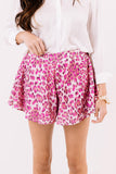 LC731280-6-S, LC731280-6-M, LC731280-6-L, LC731280-6-XL, Rose Leopard Print Flutter Casual Shorts