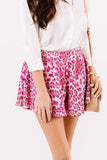 LC731280-6-S, LC731280-6-M, LC731280-6-L, LC731280-6-XL, Rose Leopard Print Flutter Casual Shorts