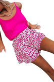 LC731280-6-S, LC731280-6-M, LC731280-6-L, LC731280-6-XL, Rose Leopard Print Flutter Casual Shorts