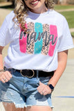 Women White Mama Leopard Brush Stroke Graphic T Shirt