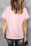 LC25221158-10-S, LC25221158-10-M, LC25221158-10-L, LC25221158-10-XL, LC25221158-10-2XL, Pink Love Is Love Pirde T Shirt Women's Summer Sunflower V Neck Graphic Tees