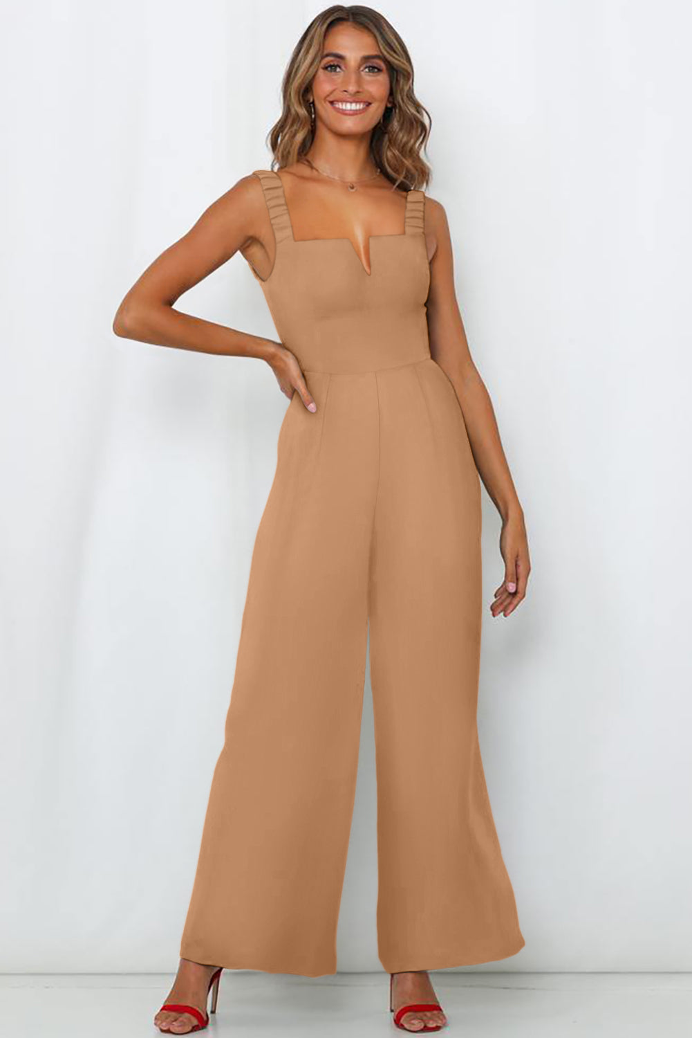 LC6411696-17-S, LC6411696-17-M, LC6411696-17-XL, LC6411696-17-L, Brown Jumpsuit