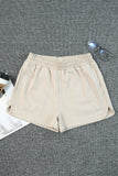 LC731230-18-S, LC731230-18-M, LC731230-18-L, LC731230-18-XL, Apricot Tweed Wide Elastic Band High Waist Shorts