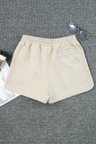 LC731230-18-S, LC731230-18-M, LC731230-18-L, LC731230-18-XL, Apricot Tweed Wide Elastic Band High Waist Shorts