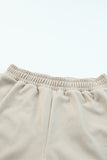 LC731230-18-S, LC731230-18-M, LC731230-18-L, LC731230-18-XL, Apricot Tweed Wide Elastic Band High Waist Shorts