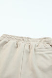 LC731230-18-S, LC731230-18-M, LC731230-18-L, LC731230-18-XL, Apricot Tweed Wide Elastic Band High Waist Shorts