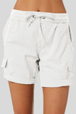LC731204-1-S, LC731204-1-M, LC731204-1-L, LC731204-1-XL, LC731204-1-2XL, White Cotton-Blend Casual Drawstring Shorts