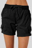 LC731204-2-S, LC731204-2-M, LC731204-2-L, LC731204-2-XL, LC731204-2-2XL, Black Cotton-Blend Casual Drawstring Shorts