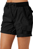 LC731204-2-S, LC731204-2-M, LC731204-2-L, LC731204-2-XL, LC731204-2-2XL, Black Cotton-Blend Casual Drawstring Shorts