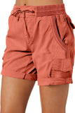 LC731204-3-S, LC731204-3-M, LC731204-3-L, LC731204-3-XL, LC731204-3-2XL, Red Cotton-Blend Casual Drawstring Shorts
