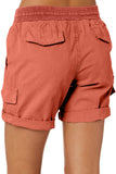 LC731204-3-S, LC731204-3-M, LC731204-3-L, LC731204-3-XL, LC731204-3-2XL, Red Cotton-Blend Casual Drawstring Shorts