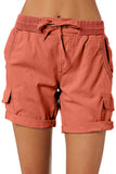 LC731204-3-S, LC731204-3-M, LC731204-3-L, LC731204-3-XL, LC731204-3-2XL, Red Cotton-Blend Casual Drawstring Shorts