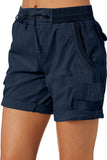 LC731204-5-S, LC731204-5-M, LC731204-5-L, LC731204-5-XL, LC731204-5-2XL, Blue Cotton-Blend Casual Drawstring Shorts