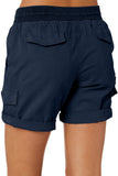 LC731204-5-S, LC731204-5-M, LC731204-5-L, LC731204-5-XL, LC731204-5-2XL, Blue Cotton-Blend Casual Drawstring Shorts