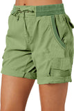 LC731204-9-S, LC731204-9-M, LC731204-9-L, LC731204-9-XL, LC731204-9-2XL, Green Cotton-Blend Casual Drawstring Shorts