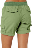 LC731204-9-S, LC731204-9-M, LC731204-9-L, LC731204-9-XL, LC731204-9-2XL, Green Cotton-Blend Casual Drawstring Shorts