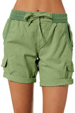 LC731204-9-S, LC731204-9-M, LC731204-9-L, LC731204-9-XL, LC731204-9-2XL, Green Cotton-Blend Casual Drawstring Shorts