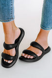 BH021388-2-37, BH021388-2-38, BH021388-2-39, BH021388-2-40, BH021388-2-41, Black Women's Open Toe Slides Two Band Thick Soled Slippers