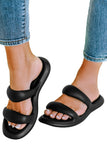 BH021388-2-37, BH021388-2-38, BH021388-2-39, BH021388-2-40, BH021388-2-41, Black Women's Open Toe Slides Two Band Thick Soled Slippers