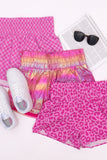 LC731248-1010-S, LC731248-1010-M, LC731248-1010-L, LC731248-1010-XL, Pink Leopard High Waisted Athletic Shorts