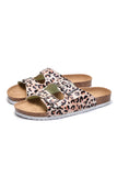 Leopard Buckle Slide Shoes Cut Out Thick Soled Slippers Women