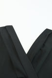 PL61521-2-1X, PL61521-2-2X, PL61521-2-3X, Black Plus Size Pleated V Neck Ruffle Hem Bodycon Dress