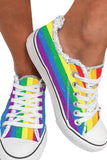 Womens Pride Gay Canvas Shoes Rainbow Striped Low Top Sneaker