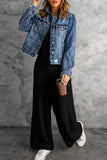 LC643831-2-S, LC643831-2-M, LC643831-2-L, LC643831-2-XL, LC643831-2-XS, Black Solid Spaghetti Strap Wide Leg Drawstring High Waist Jumpsuit