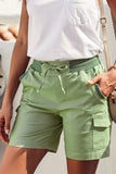 LC731204-9-S, LC731204-9-M, LC731204-9-L, LC731204-9-XL, LC731204-9-2XL, Green Cotton-Blend Casual Drawstring Shorts