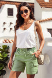 LC731204-9-S, LC731204-9-M, LC731204-9-L, LC731204-9-XL, LC731204-9-2XL, Green Cotton-Blend Casual Drawstring Shorts