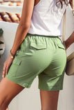 LC731204-9-S, LC731204-9-M, LC731204-9-L, LC731204-9-XL, LC731204-9-2XL, Green Cotton-Blend Casual Drawstring Shorts