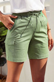 LC731204-9-S, LC731204-9-M, LC731204-9-L, LC731204-9-XL, LC731204-9-2XL, Green Cotton-Blend Casual Drawstring Shorts