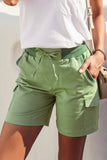 LC731204-9-S, LC731204-9-M, LC731204-9-L, LC731204-9-XL, LC731204-9-2XL, Green Cotton-Blend Casual Drawstring Shorts