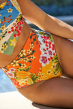 LC433933-22-S, LC433933-22-M, LC433933-22-L, LC433933-22-XL, LC433933-22-2XL, Multicolor Floral Print Overlap Bikini High Waist Swimsuit