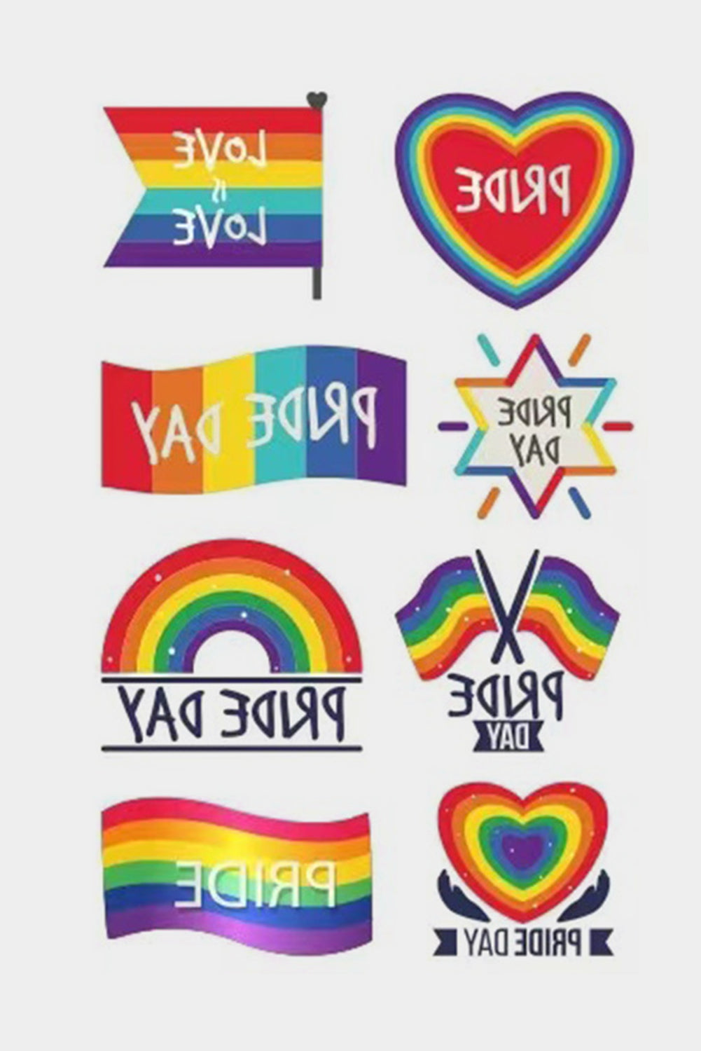 BH042070-5022, Multicolor Pride Tattoos Rainbow LGBT Gay Stickers