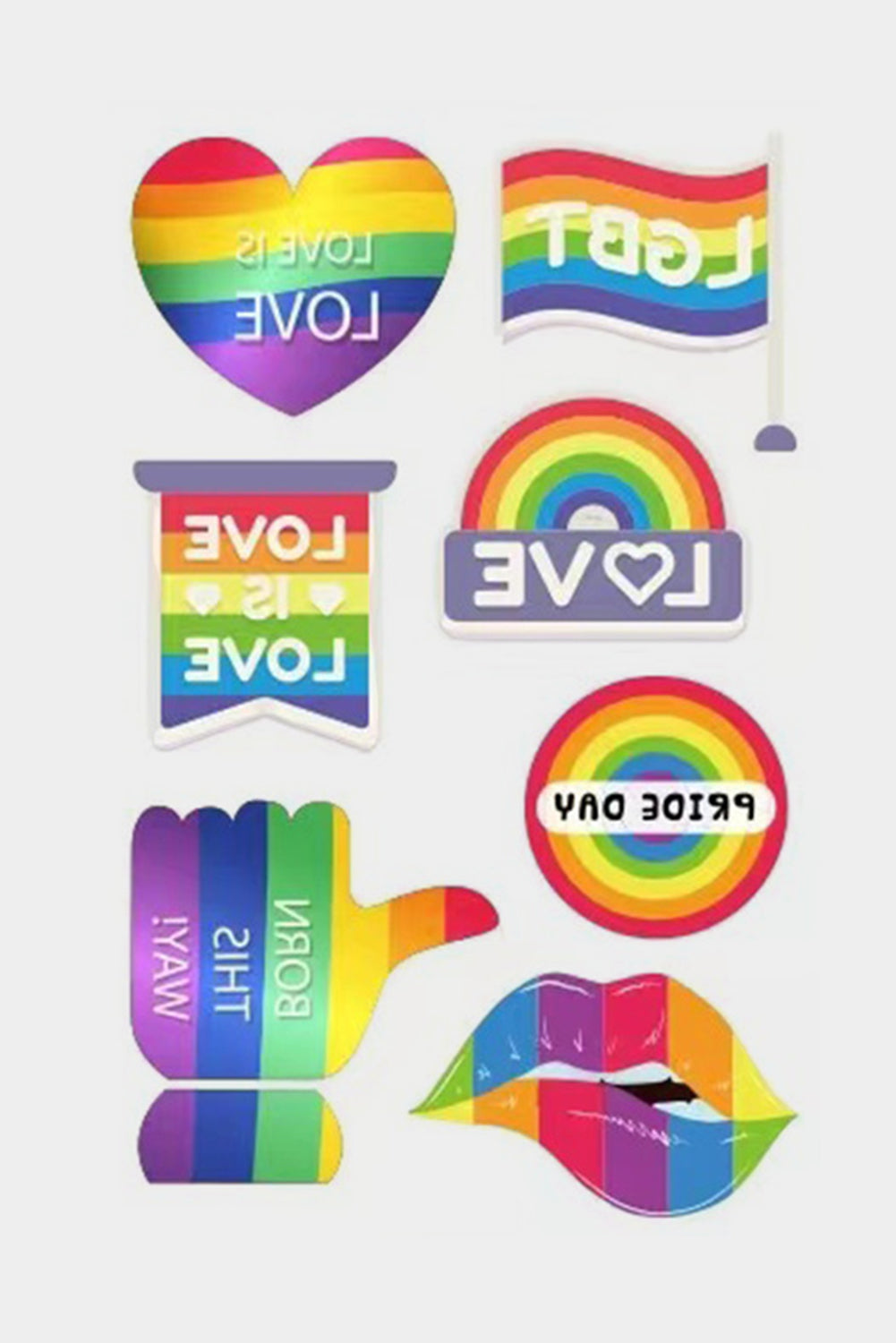 BH042070-8022, Multicolor Pride Tattoos Rainbow LGBT Gay Stickers