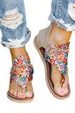 Women's Floral Print Zipped Flip Flop Sandals