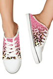 Women's Pink Mule Sneakers Leopard Ombre Lace Up Slip on Platform Shoes
